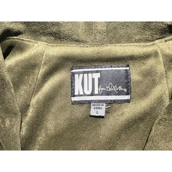 KUT from the kloth, faux suede cardigan jacket, green, country, western, STAGECO - Picture 5 of 5
